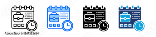Job Scheduling Icon Set Multi Style Vector Illustration