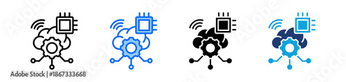 Cloud Computing Icon Set Multi Style Vector Illustration