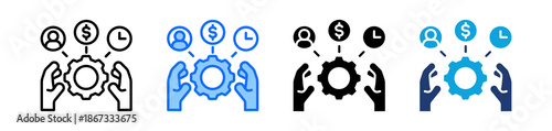 Resource Management Icon Set Multi Style Vector Illustration