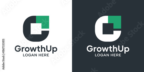 Two with text Growth Up Logan Here in different color schemes and backgrounds comparison