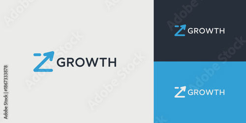 Z Growth with blue and white on different backgrounds black text