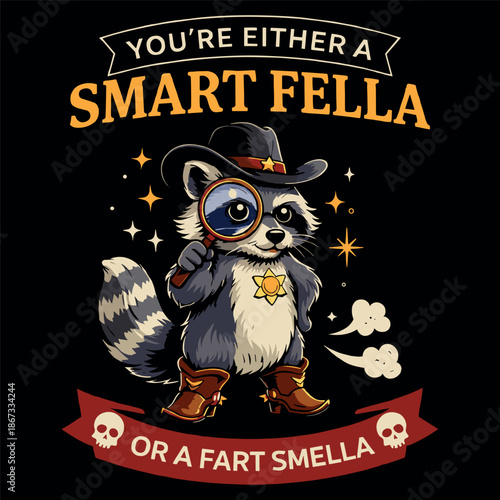 Smart Fella Funny Raccoon Illustration