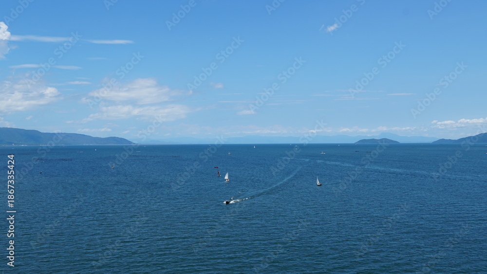 Obraz premium Summer Scenery of Lake Biwa, Shiga, Japan