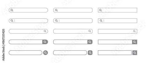 検索窓・検索バーのイラスト素材　グレー　セット　Search bar illustration set