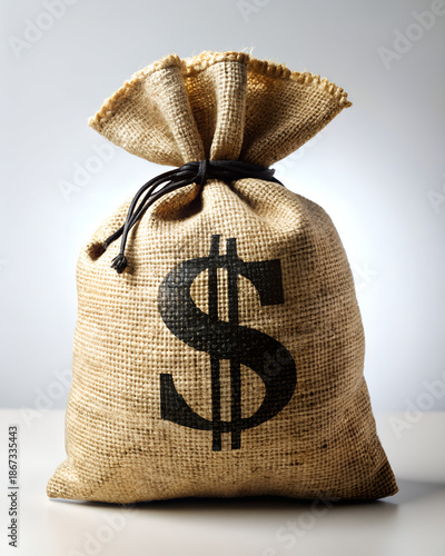 Burlap sack with dollar symbol
