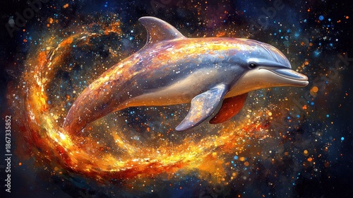 Dolphin in cosmic fire