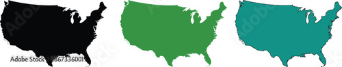 Three Colored Maps of the United States black green