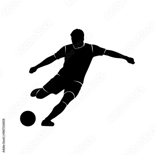 A soccer player kicking a ball with dynamic motion in a sports illustration