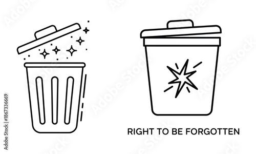 Trash can icons: right to be forgotten & data deletion