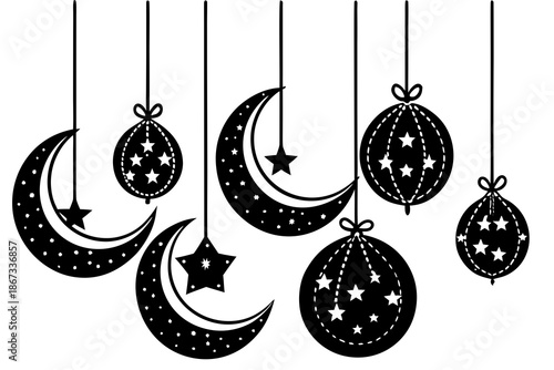 Hanging crescent silhouette vector illustration isolated on white background