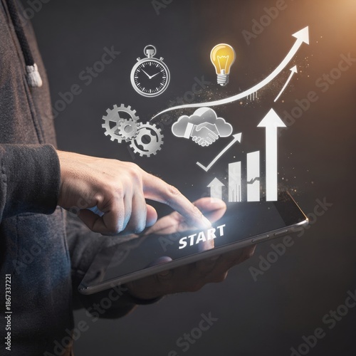 Professional Entrepreneur Launching a New Project Using Technology