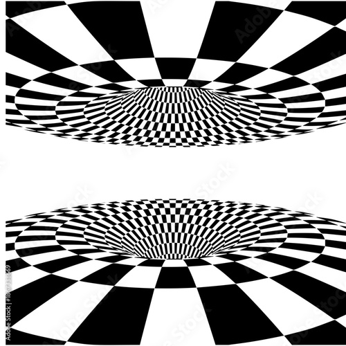 black and white checkered pattern illusion