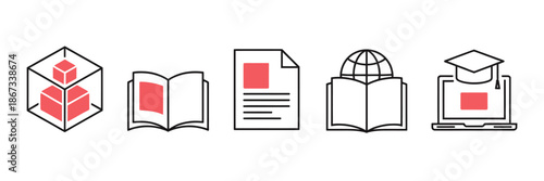 Modern education and data management concepts represented by digital and traditional learning icons