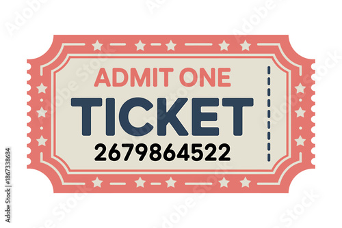 A vintage style admit one ticket with a unique serial number for event entry or raffle