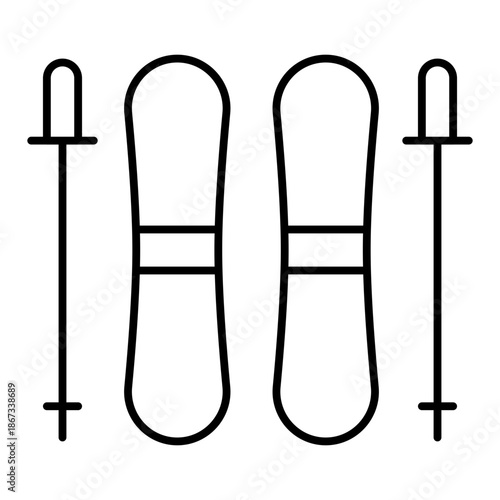 ski equipment line icon with editable stroke