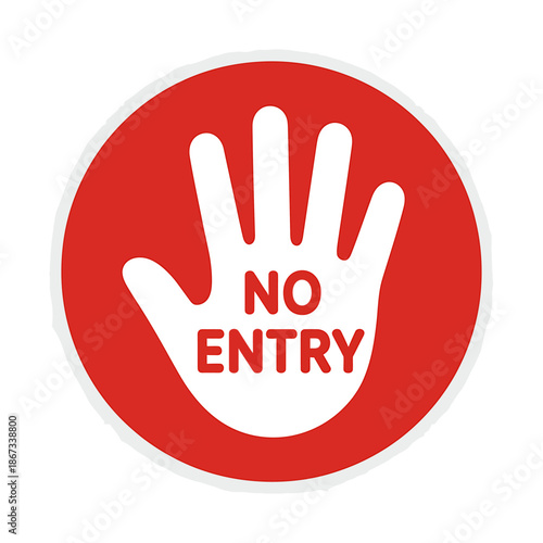 Red circular no entry sign with white hand icon symbolizing prohibition
