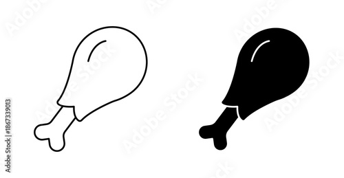 Fried Chicken Drumstick Icon with Crispy Fast Food Symbol