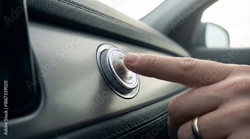 Wallpaper Mural Starting a car finger pressing ignition button vehicle interior close-up shot everyday setting macro perspective automotive concept Torontodigital.ca