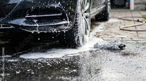 Wallpaper Mural Car washing action in residential driveway automotive photography outdoor setting close-up view cleaning concept Torontodigital.ca