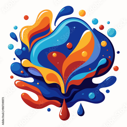 Vibrant colorful liquid splash on white background