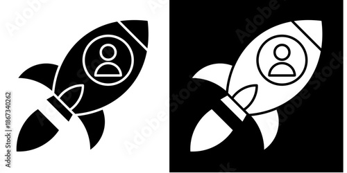 Startup Rocket  Icon Set White Glyph Style Collection