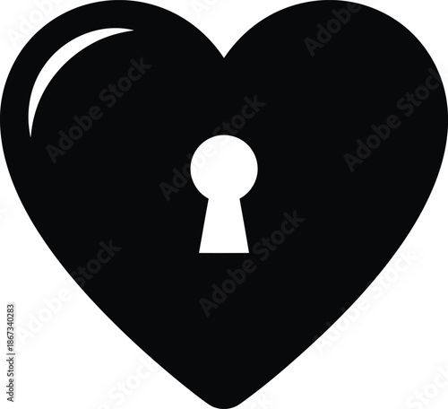 Black heart shape with white keyhole symbol lock love