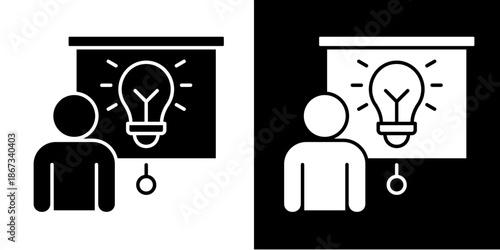 Pitch Deck Board  Icon Set White Glyph Style Collection