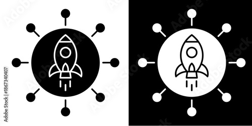 Accelerator Hub  Icon Set White Glyph Style Collection