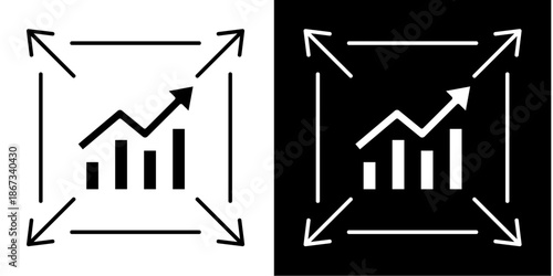 Scaling Graph  Icon Set White Glyph Style Collection