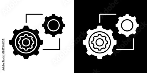 Business Engine  Icon Set White Glyph Style Collection