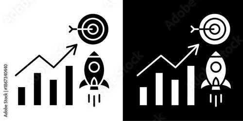 Go-To-Market Plan  Icon Set White Glyph Style Collection