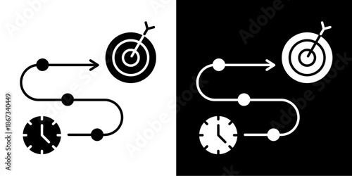 Success Timeline  Icon Set White Glyph Style Collection