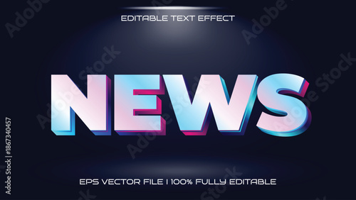Glossy 3D Text Effect for 'NEWS' - Fully Editable Vector Graphic