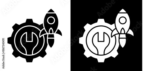 Startup Support  Icon Set White Glyph Style Collection