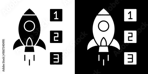 Launch Countdown  Icon Set White Glyph Style Collection