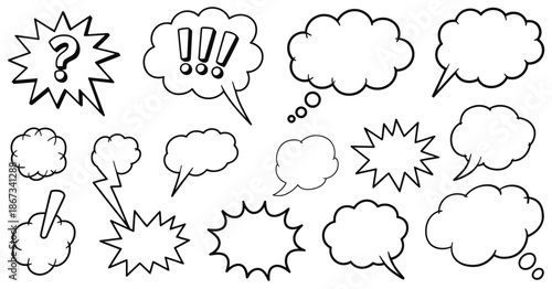 Comic Book Style Speech Bubbles, Colorful Cartoon Speech Effects, Thought Bubbles, Creative Illustrations 