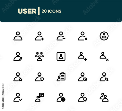 Set of User icons. User icon set. Profile icons.