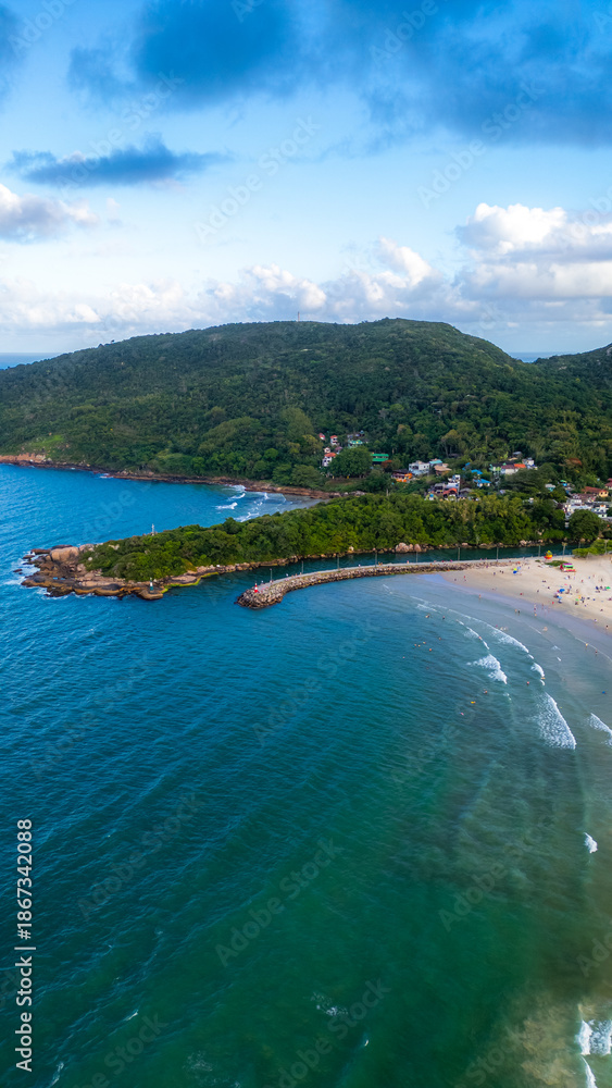 Obraz premium Beach Summer Sand Sea Tropical Island Nature Barra Da Lagoa Florianópolis Santa Catarina Brazil South America Scenic Coastal Landscape Blue Water Travel Destination Paradise Waves Surf Outdoors Sports