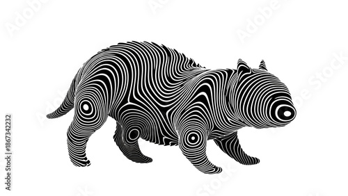 Abstract animal illustration with optical illusion pattern enhancing visual impact and depth