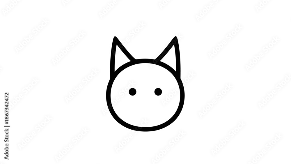 Fototapeta premium Minimalist Vector Illustration of a Cat Head with a Simple Design for pet lovers