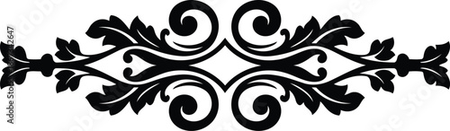 Black ornate floral scrollwork decorative element vector