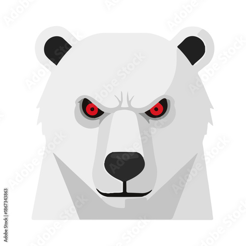 a scary polar bear Angry Arctic predator face vector illustration