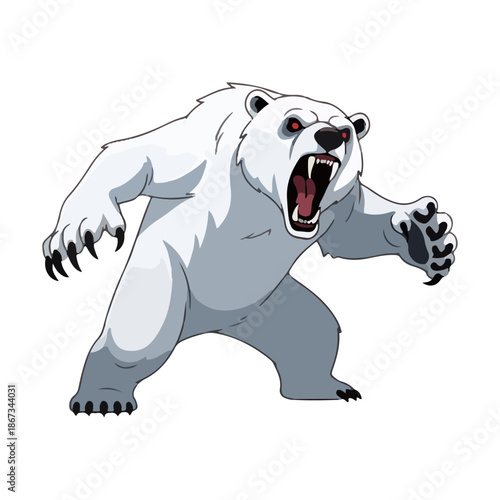 a scary polar bear ferocious roar mascot design vector illustration