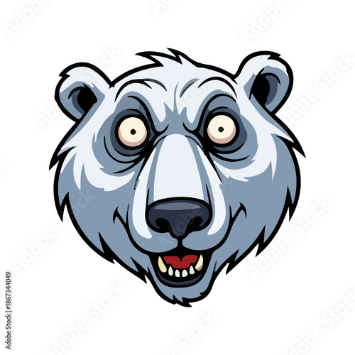  a scary polar bear Crazy Mad Polar Bear Head Mascot Illustration