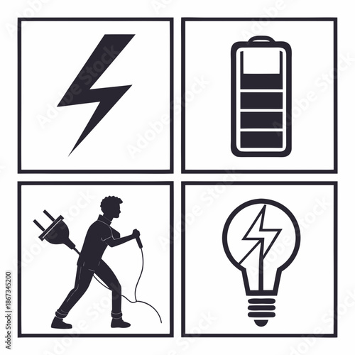 Electrical safety and energy icons