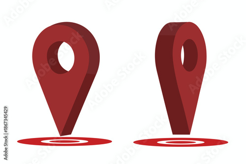 3D style location pin and map marker vector icons. Perfect for navigation apps, travel maps, GPS interfaces, and modern location-based designs.