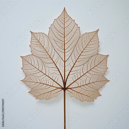 Intricate Leaf Skeleton with Detailed Vein Structure on Minimalist Background for Nature and Organic Design