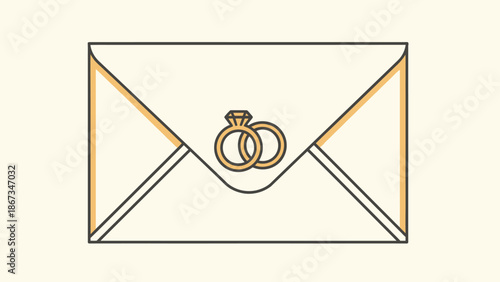 Vector illustration of a blank paper envelope with an email symbol and message icon representing business communication, internet post, and newsletter correspondence for web contact