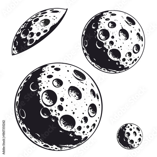 Illustration of the moon in various phases