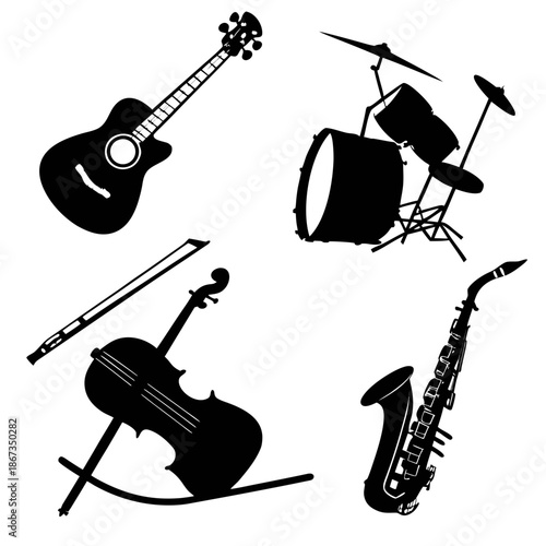 Silhouettes of musical instruments